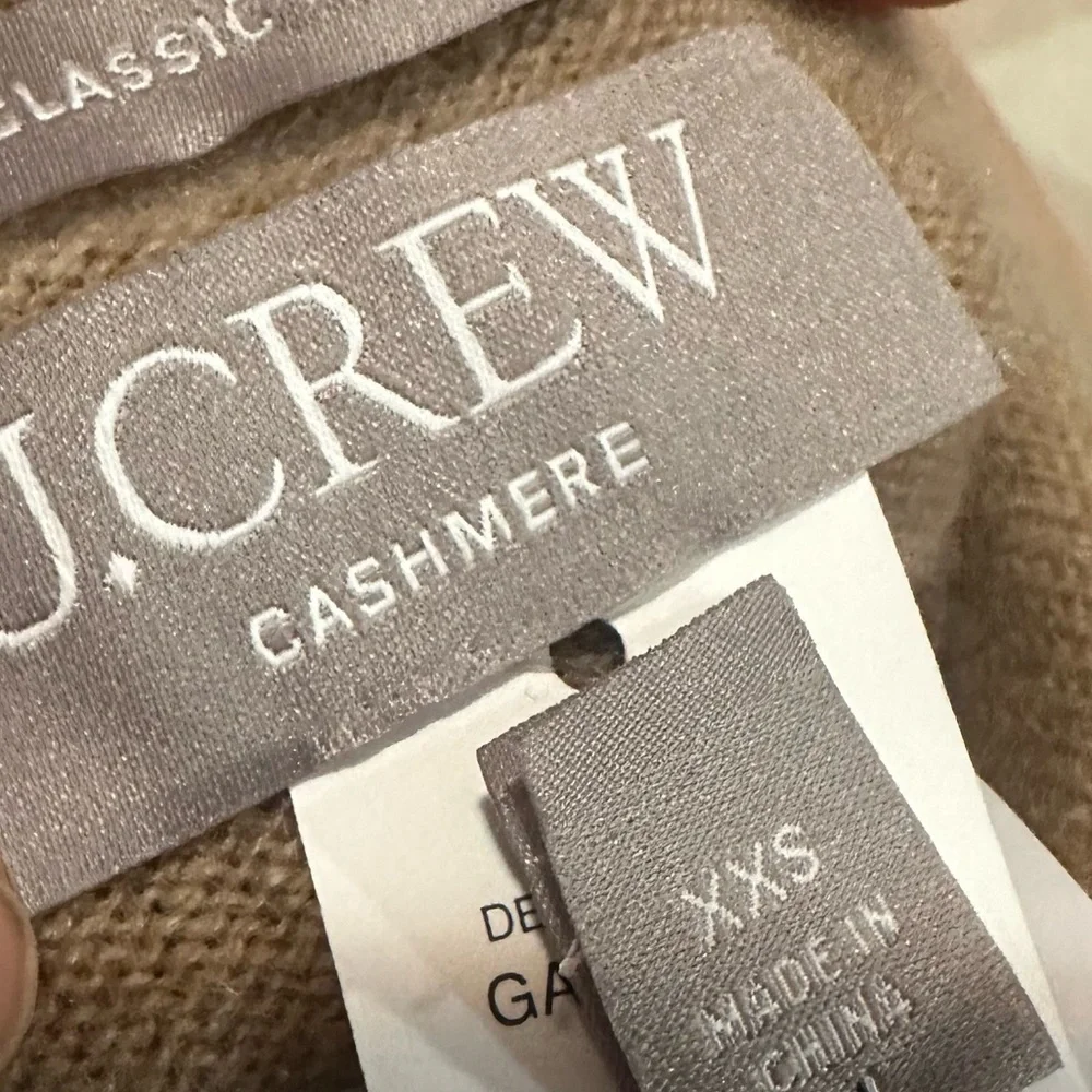 J crew cashmere classic fit crewneck sweater heather camel